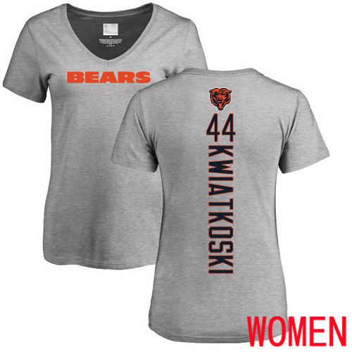 Chicago Bears Ash Women Nick Kwiatkoski Backer V-Neck NFL Football #44 T Shirt